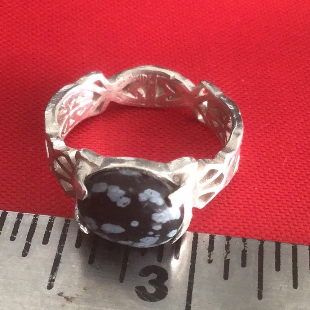 925 Ring With Snowflake Obsidian Cab - image 3